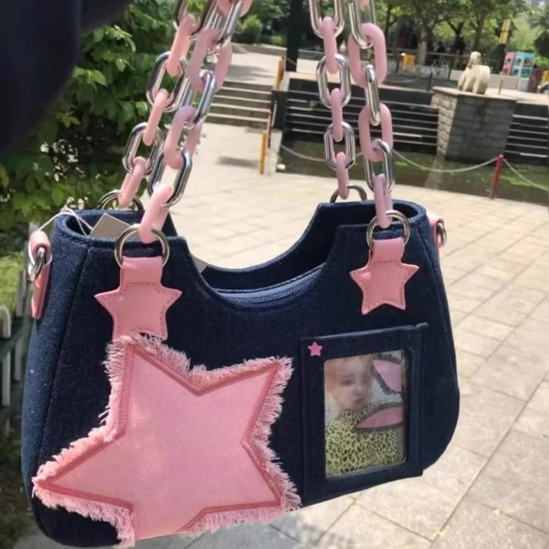 Y2k Fashion Women's Handbags Stars Pattern Cool Girls Underarm Bag Fashion Canvas Female Small Shoulder Bags Chain Tote Purses
Y2k Fashion Women's Handbags Stars Pattern Cool Girls Underarm Bag Fashion Canvas Female Small Shoulder Bags Chain Tote Purses