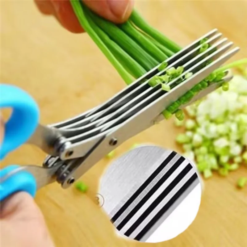 Multi-functional Stainless Steel 3/5 Layer Kitchen Scissors Pepper Shredded Chopped Scallion Cutter Laver Cut Cooking Tool
Multi-functional Stainless Steel 3/5 Layer Kitchen Scissors Pepper Shredded Chopped Scallion Cutter Laver Cut Cooking Tool