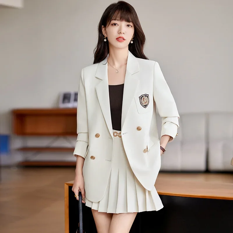 Autumn Elegant Blazer Suits Mini Pleated Skirt Two Piece For Women Preppy Style White Black Outfit Office Dress Sets
Autumn Elegant Blazer Suits Mini Pleated Skirt Two Piece For Women Preppy Style White Black Outfit Office Dress Sets