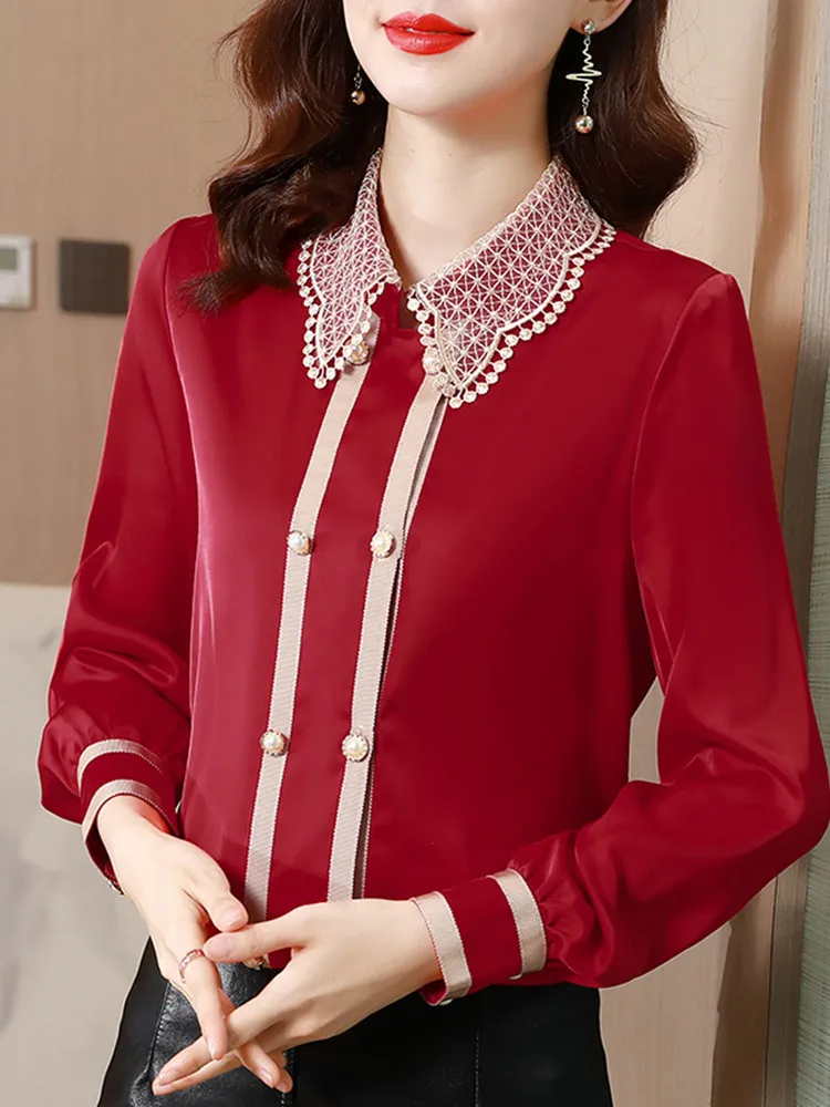 Satin Women Shirt Lace Elegant Blouses Women Tops Long Sleeves Retro Blouse 2022 Fashion Female Clothing Button Up Shirts OL Top
Satin Women Shirt Lace Elegant Blouses Women Tops Long Sleeves Retro Blouse 2022 Fashion Female Clothing Button Up Shirts OL Top