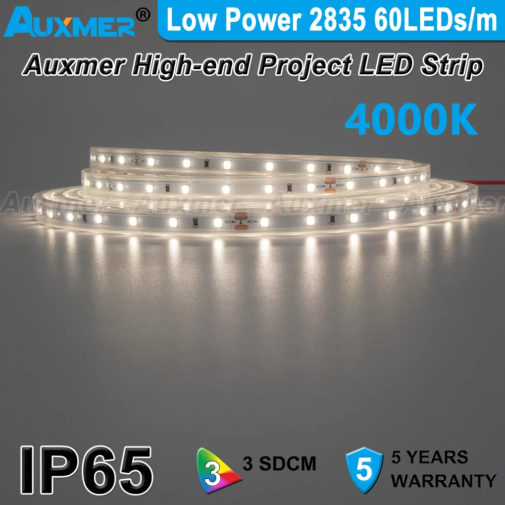 

Low Power 2835 60LEDs/m LED Strip Lights,CRI95/90 4.8W/m,IP65 Waterproof LED Tape,DC12/24V,White Red Green Blue Amber 5m