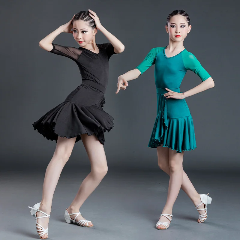 New Children's Latin Dance Dress Girls' Dance Practice Dress Latin Dance Dress Long Sleeve Competition Split Dress Women's Perfo
New Children's Latin Dance Dress Girls' Dance Practice Dress Latin Dance Dress Long Sleeve Competition Split Dress Women's Perfo