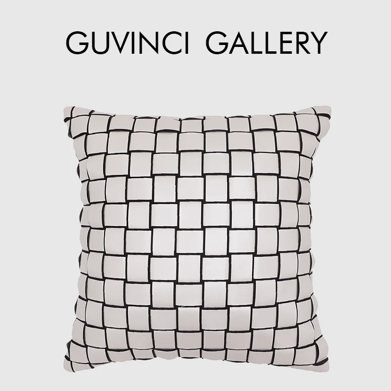 

GUVINCI Boutique Throw Pillow Covers CD Style Hand Woven Rattan Geometry Decorative Cushion Case 45x45cm For Hotel Office Villa