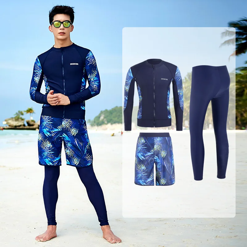 

Men's 3pcs Full Set Rash Guard, UV/SPF Quick Dry Swim Shirt+Leggings+Trunks, Water Surf Swimsuit Bathing Suits Wetsuit Tracksuit