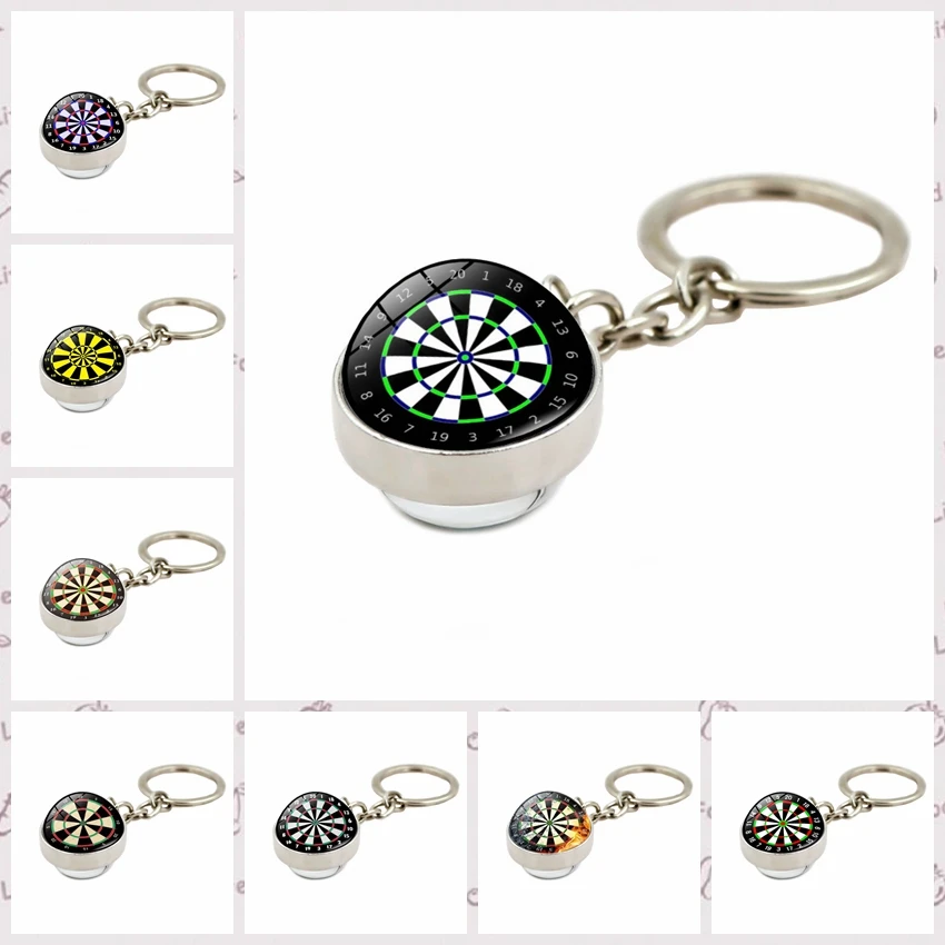 

Fashion Jewelry Glass Pendant Metal Key Chain Dart Pan Dart Target Creative Gifts Glass Ball Pendant Metal Key Chain Pendant