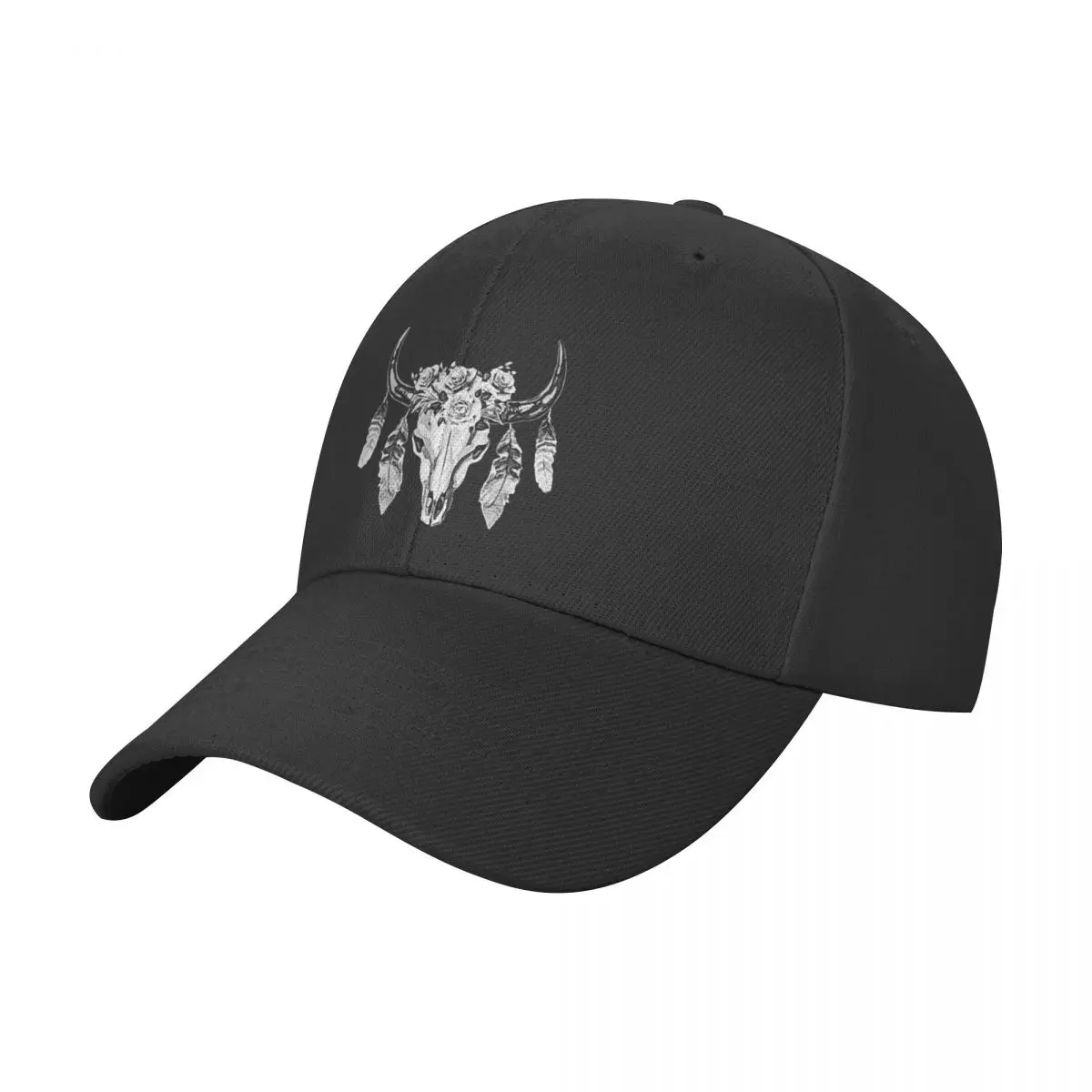 

Cow Skull and Crown leaves and butterflies Baseball Cap foam party Hat fashionable Caps For Men Women's