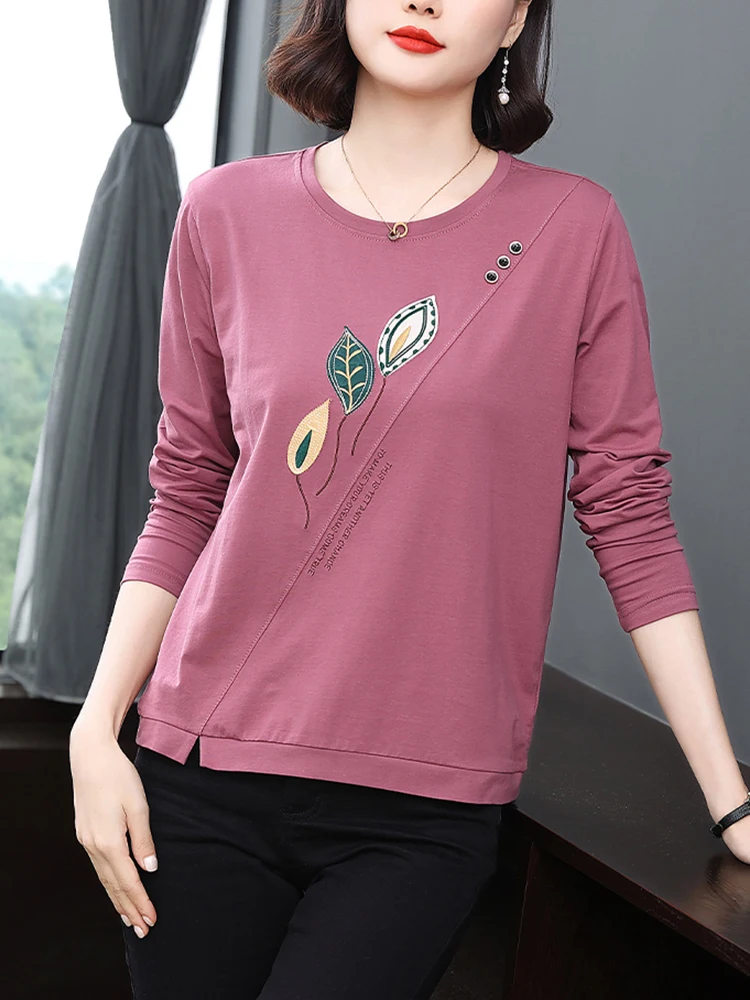 Embroidery Floral Female T-shirt Women Tees Tops Spring Autumn O-Neck Loose Fashion Casual Cotton Long Sleeve Tops ropa de mujer
Embroidery Floral Female T-shirt Women Tees Tops Spring Autumn O-Neck Loose Fashion Casual Cotton Long Sleeve Tops ropa de mujer