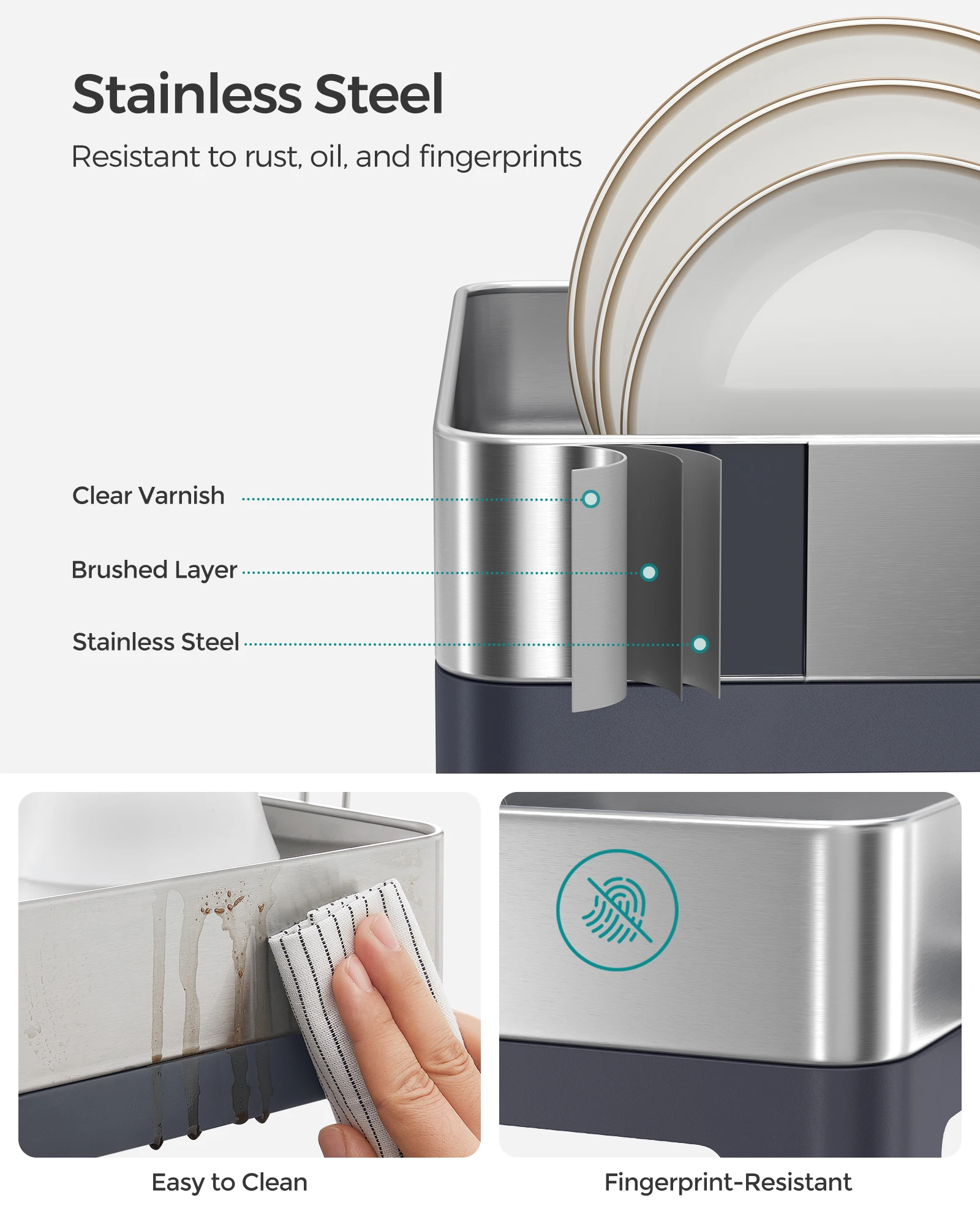 Large Dish Drying Rack, Premium Stainless Steel Dish Rack with Rotatable Spout, Fingerprint-Resistant Dish Drainers 5 Mallzona S04eeb0e5ca604040844cac81dcdaad40f Large Dish Drying Rack, Premium Stainless Steel Dish Rack with Rotatable Spout, Fingerprint-Resistant Dish Drainers Mallzona