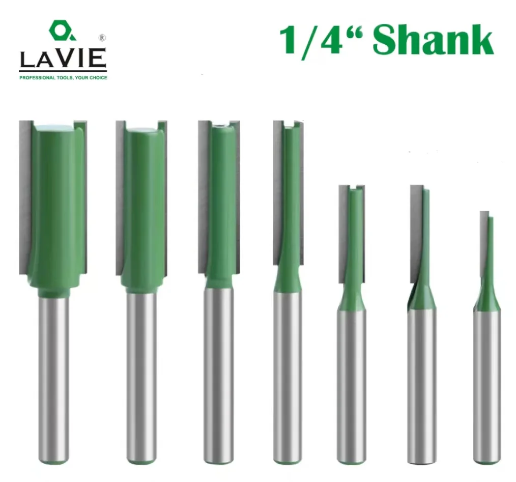 

LAVIE 1pc 1/4mm Shank Straight Bit Tungsten Carbide Double Flute Router Bits Milling Cutter For Wood Woodwork Tool C07-002