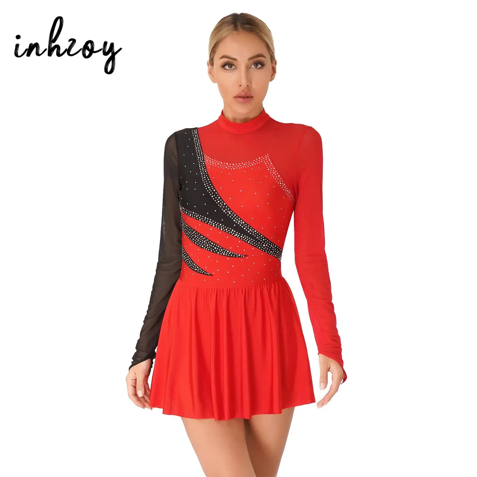 Women Figure Ice Skating Costume Shiny Rhinestone Color Block Dance Dress Gymnastics Leotard Ballet Tutu Lyrical Dancewear
Women Figure Ice Skating Costume Shiny Rhinestone Color Block Dance Dress Gymnastics Leotard Ballet Tutu Lyrical Dancewear