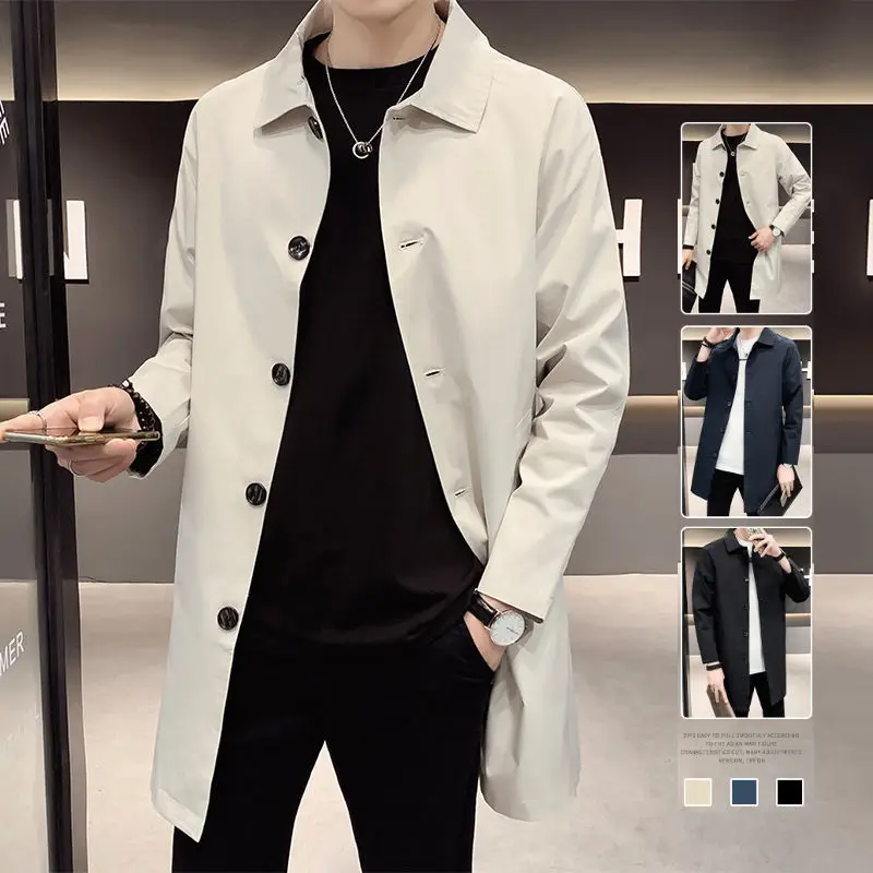 Men Trench Single Breasted Lapel Long Sleeve Solid Color Casual Long Coats Streetwear 2023 Loose Fashion Men Windbreaker H59
Men Trench Single Breasted Lapel Long Sleeve Solid Color Casual Long Coats Streetwear 2023 Loose Fashion Men Windbreaker H59