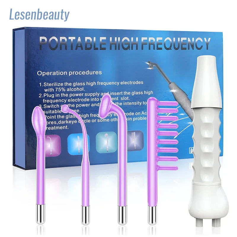 

4 In 1 High Frequency Electrode Wand Electrotherapy Glass Tube Beauty Device Acne Spot Remover Facial Anti Wrinkle Skin Care Spa