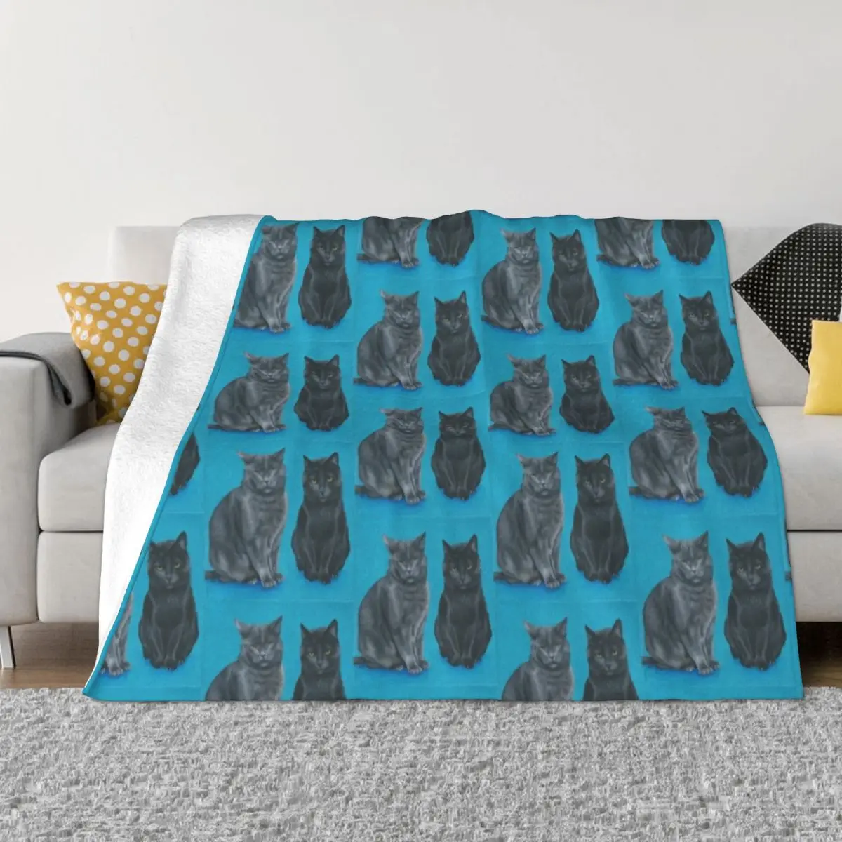 

Two Sassy Cats Hand-Painted Portrait Throw Blanket Blankets Sofas Of Decoration for babies Luxury Thicken Blankets