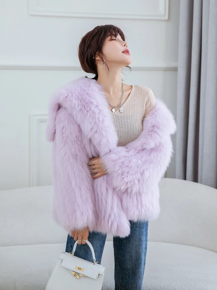 Lapel Woven Coat Imported Real Fox Hair Fur Women's Mid-length Fashion Young Long-sleeved Warm All-match Winter Jacket Trendy
Lapel Woven Coat Imported Real Fox Hair Fur Women's Mid-length Fashion Young Long-sleeved Warm All-match Winter Jacket Trendy