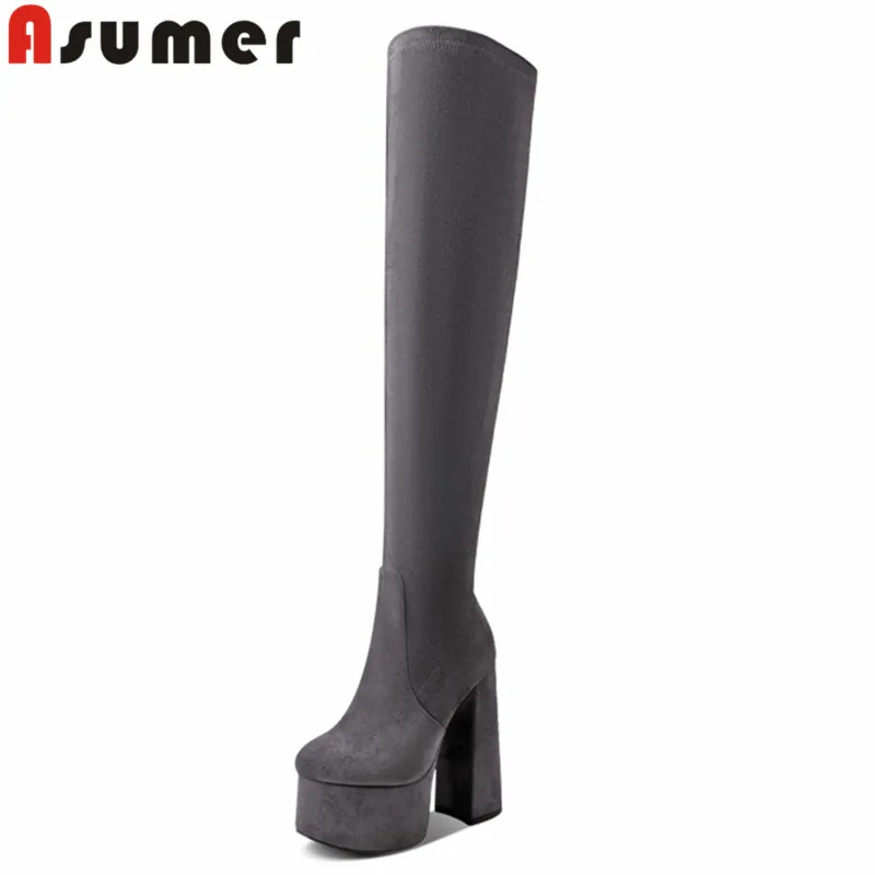 ASUMER 2023 Size 34-43 New Flock Platform Women's Boots Slip On Ladies Over The Knee Boots Thick High Heels Spring Boots
ASUMER 2023 Size 34-43 New Flock Platform Women's Boots Slip On Ladies Over The Knee Boots Thick High Heels Spring Boots