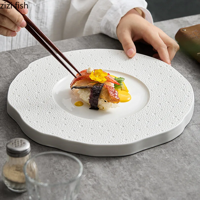 

Белая керамическая обеденная тарелка, столовая посуда для ресторана, искусственная фруктовая плитка, поднос