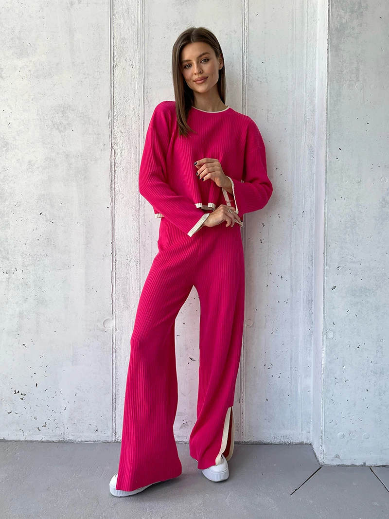 Casual Knitted Two Piece Women Sets Rib Cropped Sweater Matching Set 2 Piece Tracksuit Knit Two Piece Pant Sets For Women 2024
Casual Knitted Two Piece Women Sets Rib Cropped Sweater Matching Set 2 Piece Tracksuit Knit Two Piece Pant Sets For Women 2024