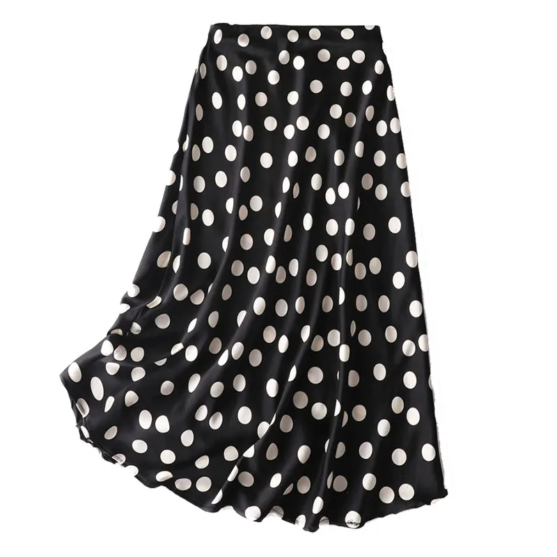 Women Skirt 92% Mulberry Silk 8% Spandex Satin Silk Black Dots Printed Fishtail Midi Pencil Long Skirts 8264
Women Skirt 92% Mulberry Silk 8% Spandex Satin Silk Black Dots Printed Fishtail Midi Pencil Long Skirts 8264