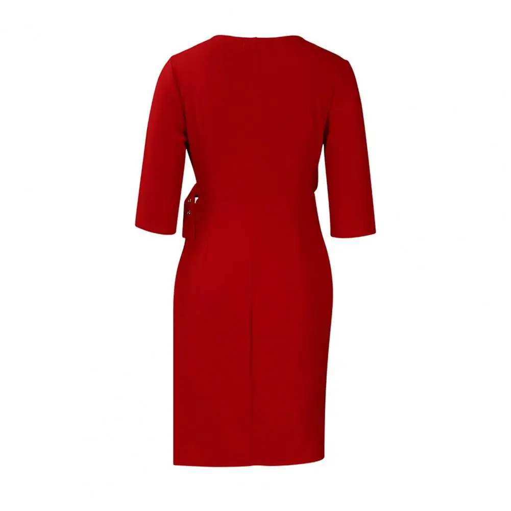 Women Dress Stylish Women's High Waist V Neck Pleated Midi Dress Elegant A-line Party Prom Office Dress with Asymmetric Hem Half
Women Dress Stylish Women's High Waist V Neck Pleated Midi Dress Elegant A-line Party Prom Office Dress with Asymmetric Hem Half
