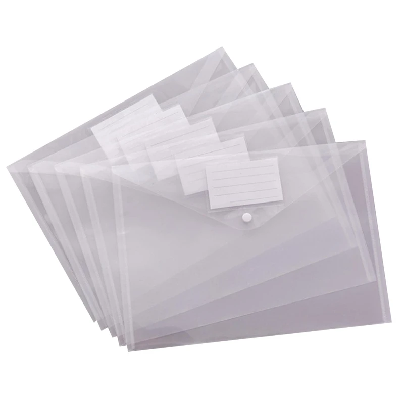 

30 Pack Clear Plastic Envelope With Snap Closure Folder Document Folders A4 File Envelopes With Label Pocket For School