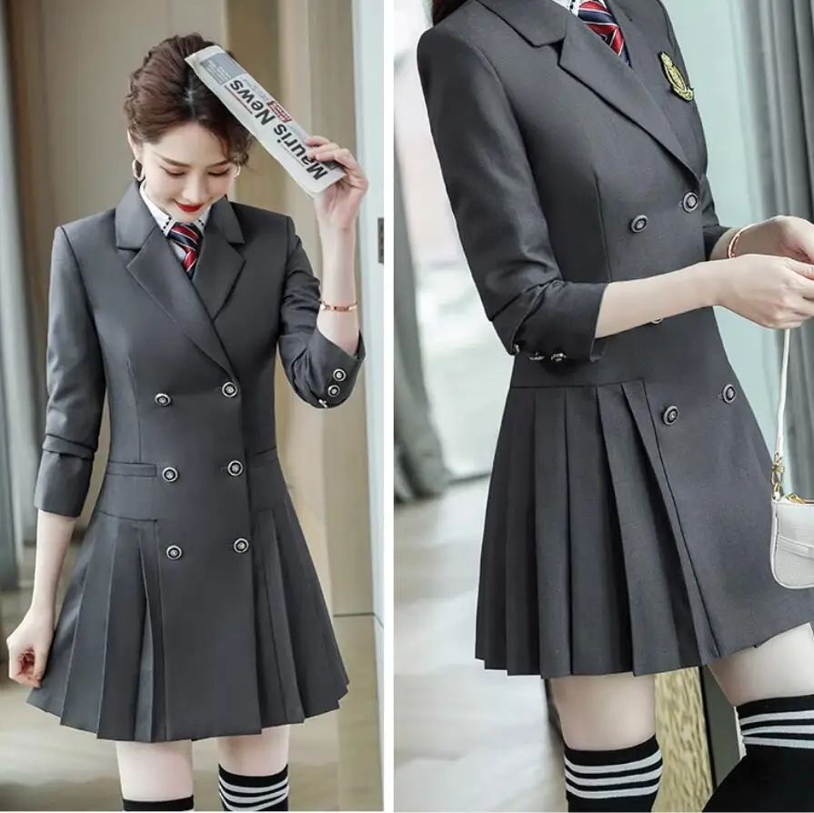 

Autumn Winter Kindergarten Teacher Dress Occupation Fashionable Elegant Women Uniform Professional Teachers Work Clothes Set