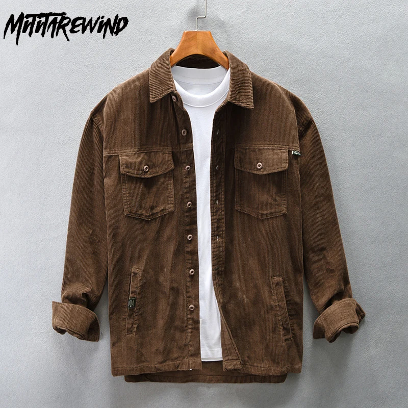 Fall Winter New Mens Shirts Japanese Loose Causal Cargo Shirt Pocket Pure Cotton Gray Shirt Fashion Top Corduroy Vintage Clothes
Fall Winter New Mens Shirts Japanese Loose Causal Cargo Shirt Pocket Pure Cotton Gray Shirt Fashion Top Corduroy Vintage Clothes