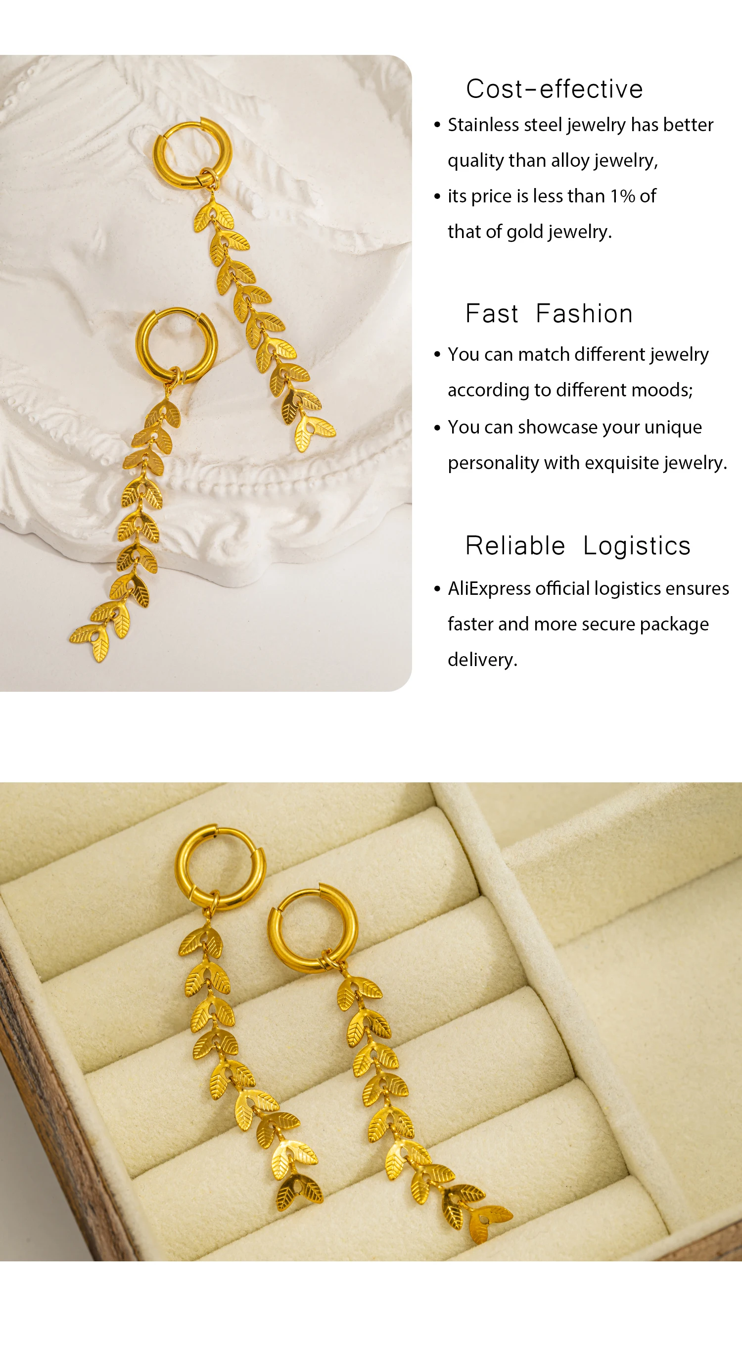 Fashion Simple Fishtail Shaped Long Earrings for Women, Stainless Steel 18k Gold Plated Hypoallergenic Jewelry Gifts 4 Mallzona S05016a3fb2e5477a8c18f4cbf1a18df85 Fashion Simple Fishtail Shaped Long Earrings for Women, Stainless Steel 18k Gold Plated Hypoallergenic Jewelry Gifts Mallzona