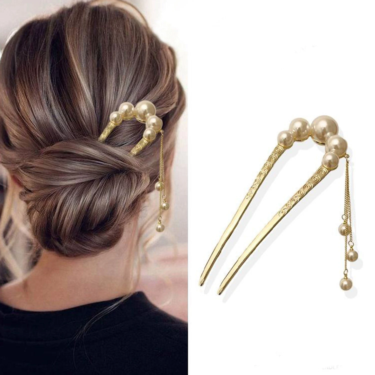 U Shape Hair Stick Fashion Luxury Silver Gold Color Elegant Pearl Tassel Metal Hair Clips Chinese Style Hair Accessories Jewelry
U Shape Hair Stick Fashion Luxury Silver Gold Color Elegant Pearl Tassel Metal Hair Clips Chinese Style Hair Accessories Jewelry