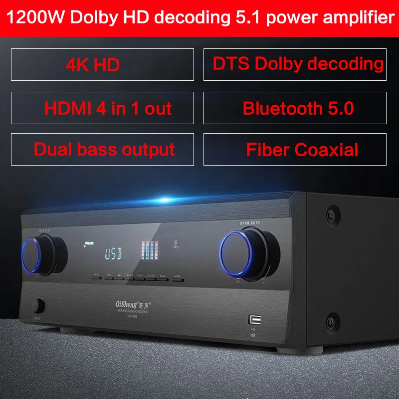 Усилитель Dolby домашний высокой мощности 1200 Вт, декодирование Bluetooth 5,1, домашний кинотеатр 4K HD, высокоточный караоке-усилитель, сабвуфер
Усилитель Dolby домашний высокой мощности 1200 Вт, декодирование Bluetooth 5,1, домашний кинотеатр 4K HD, высокоточный караоке-усилитель, сабвуфер