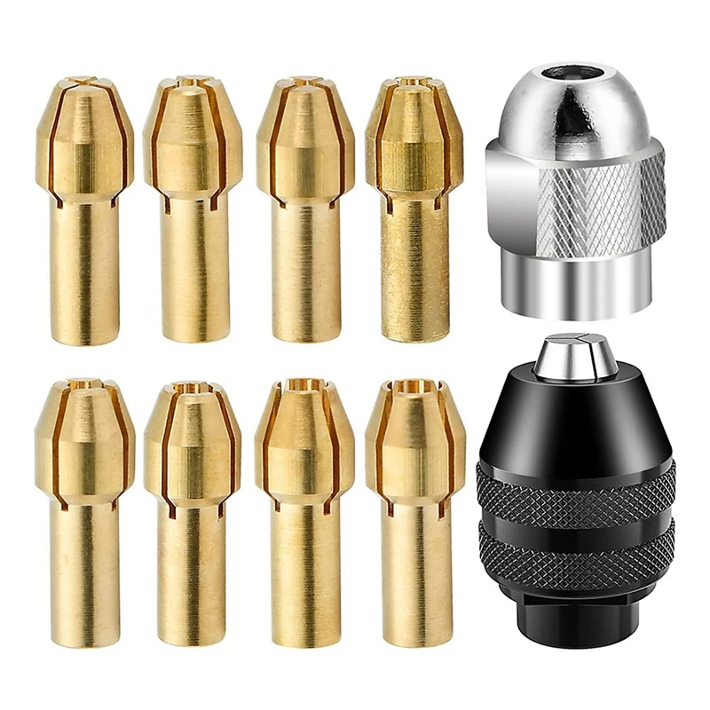 

Keyless Chuck Collet Set Brass Sturdy And Durable Change Drill Collet 1/8In X 2, 3/32In X 2, 1/16In X 2, 1/32In X 2