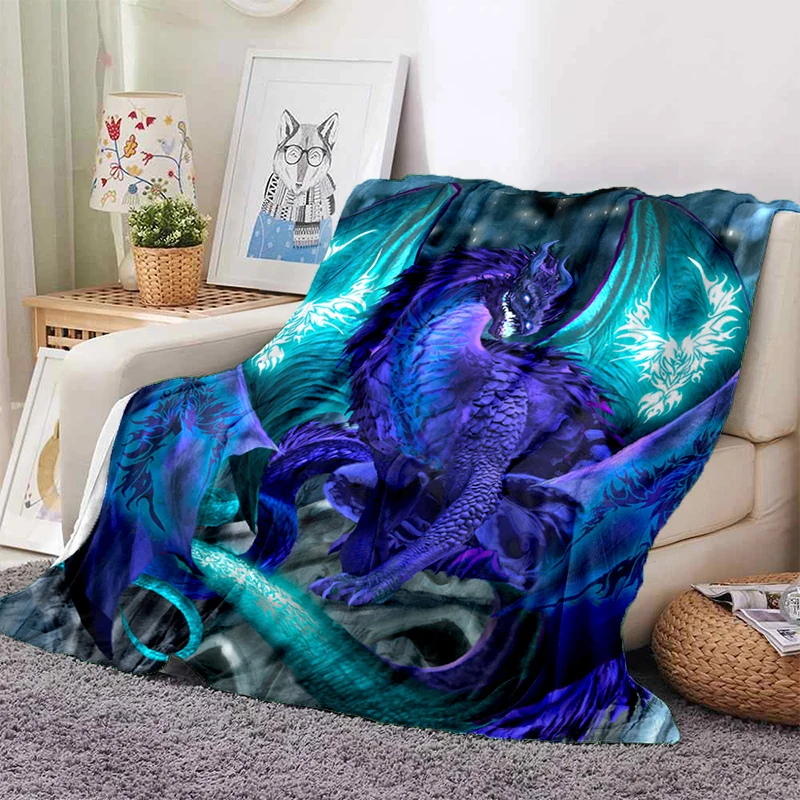 

Фланелевое Одеяло с красочным рисунком дракона, мягкое удобное легкое теплое украшение для спальни, дивана, кровати, кушетки, подарок для подростков