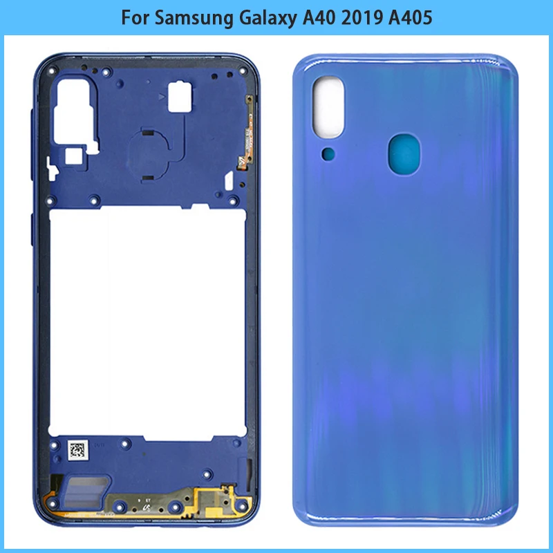 

New For SAM Galaxy A40 2019 A405 SM-A405F A405DS Middle Frame Bezel A40 Battery Back Cover Rear Door Housing Case Replace