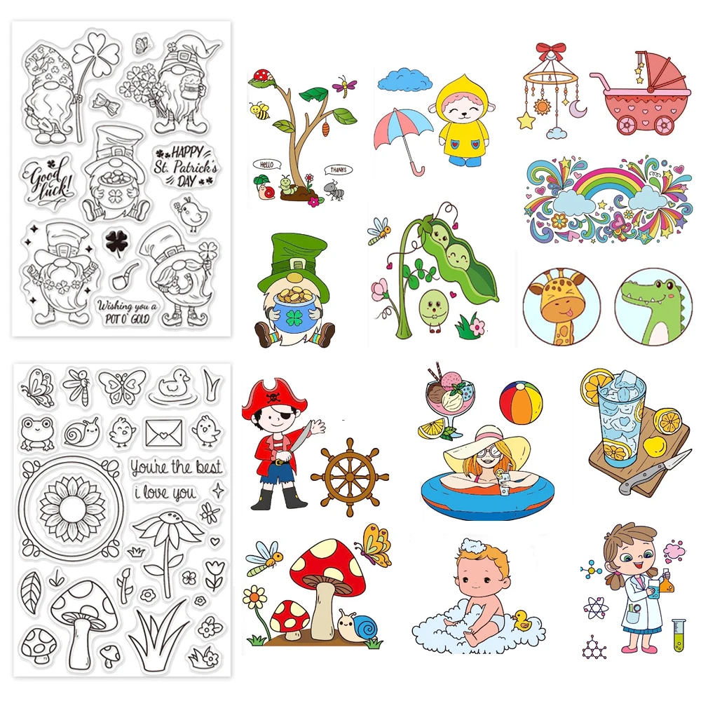 

1PC Gnome Silicone Clear Stamps Elf Transparent Stamp for St. Patrick's Day Christmas Birthday Cards Making Scrapbooking Photo