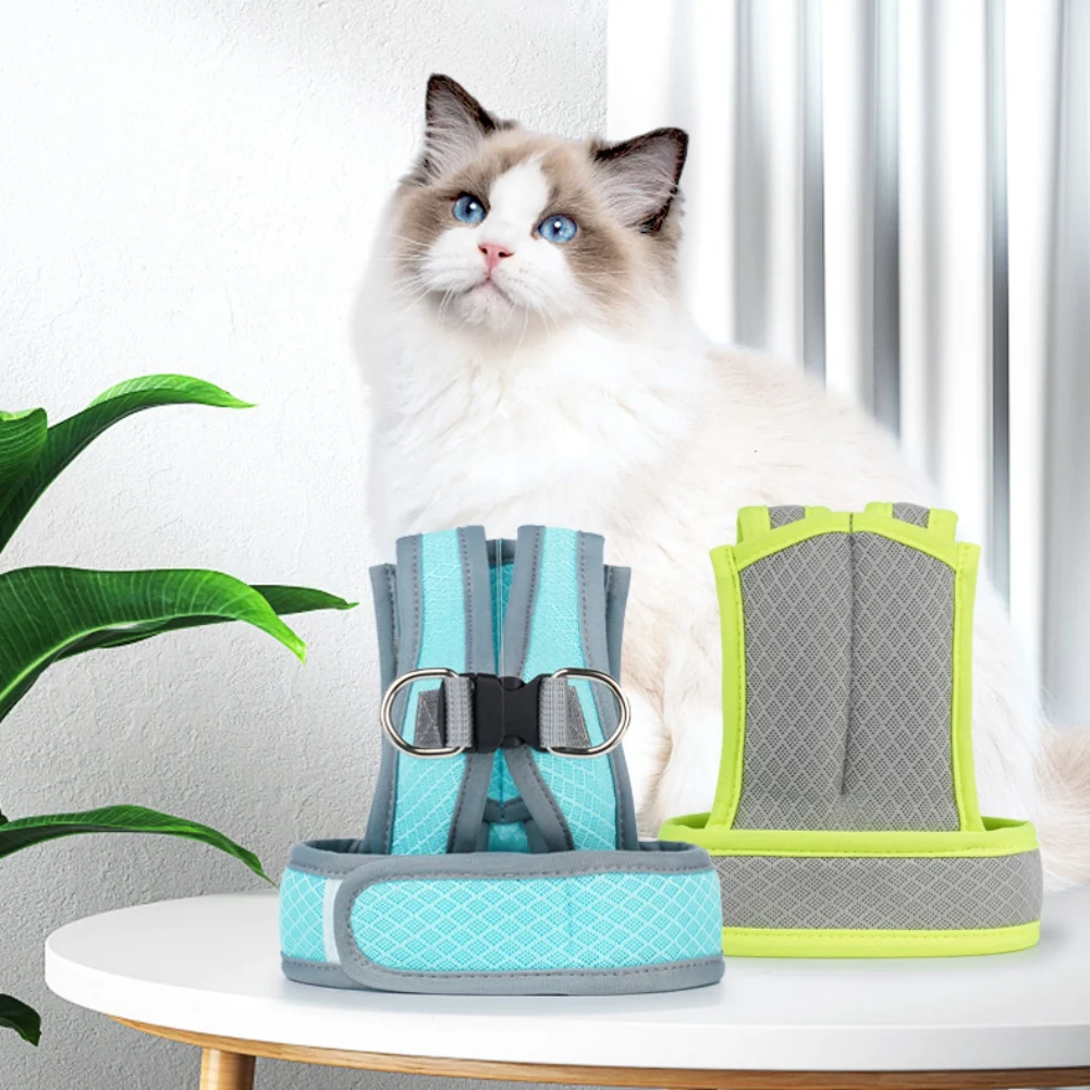 

Cat Harness with Leash Set Escape Proof Kitten Harness Adjustable Soft Mesh Vest Outdoor Harness for Puppy Kitten Rabbit Ferrets