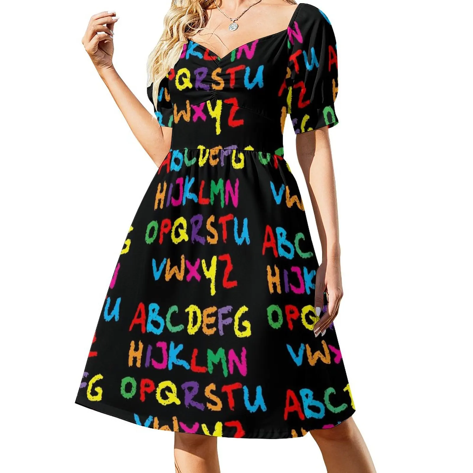 

The Colorful Alphabet in Chalk Dress dress dresses elegant dresses plus sizes clothes