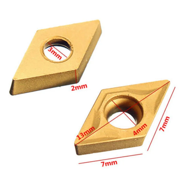 10Pcs DCMT070204 YBC251 Blades Gold Carbide Inserts CNC Lathe Cutter For Lathe Turning Tool Boring Bar 7 X 7 X 2mm
10Pcs DCMT070204 YBC251 Blades Gold Carbide Inserts CNC Lathe Cutter For Lathe Turning Tool Boring Bar 7 X 7 X 2mm