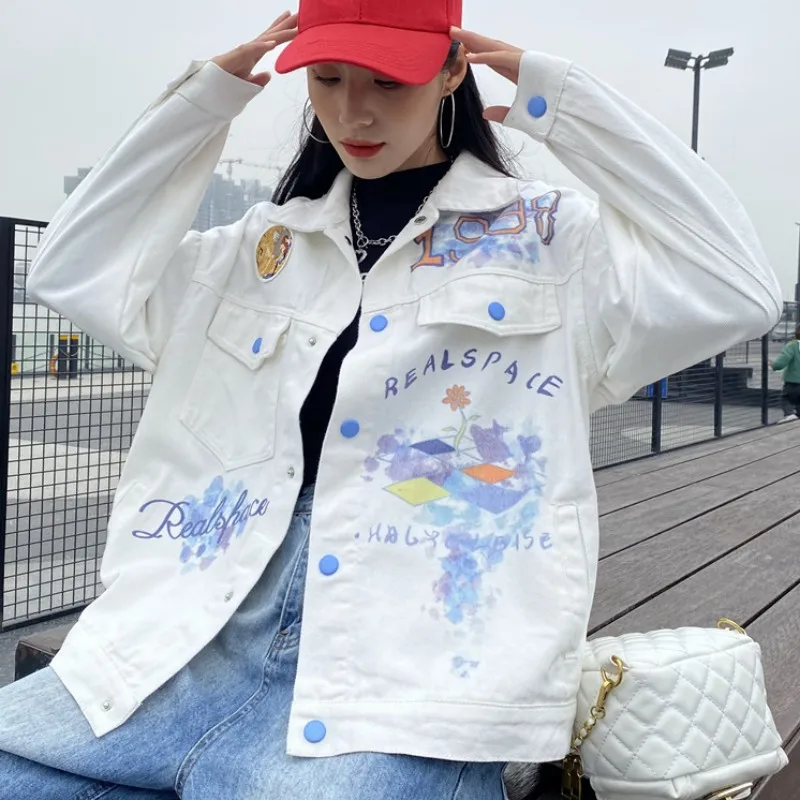 2023 Spring New Coat For Women Colour Printing Lapel Denim Jacket Single Breasted Leisure Time Loose Bf Wind Free Shipping
2023 Spring New Coat For Women Colour Printing Lapel Denim Jacket Single Breasted Leisure Time Loose Bf Wind Free Shipping