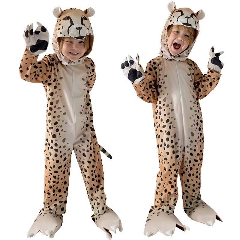 Kids Halloween Animals Leopard Cosplay Costume Funny jumpsuits Hat Gloves Suit For Boys Girls Cartoon pajamas Carnival Clothing
Kids Halloween Animals Leopard Cosplay Costume Funny jumpsuits Hat Gloves Suit For Boys Girls Cartoon pajamas Carnival Clothing