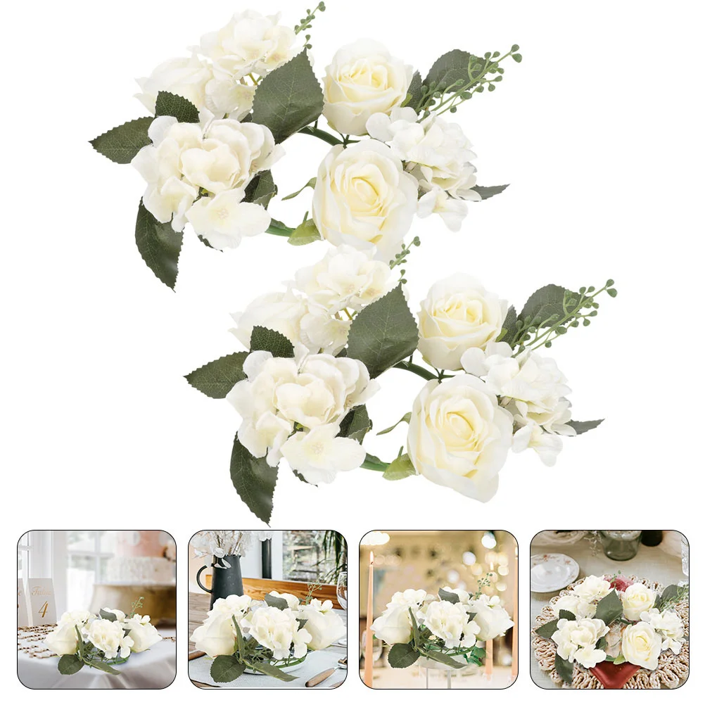 Artificial Rose Flower Candle Rings Floral Wreaths Pillar Candle Holder For Christmas Wedding Party Table Decoration
Artificial Rose Flower Candle Rings Floral Wreaths Pillar Candle Holder For Christmas Wedding Party Table Decoration