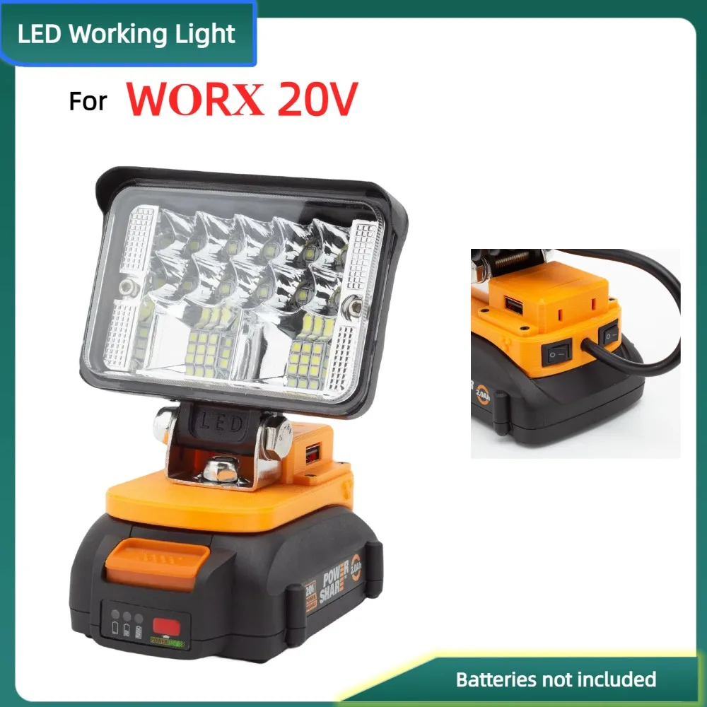 

Lithium Battery LED Work Light, for WORX 20V Battery Powered Portable Outdoor Light with USB (excluding Battery)