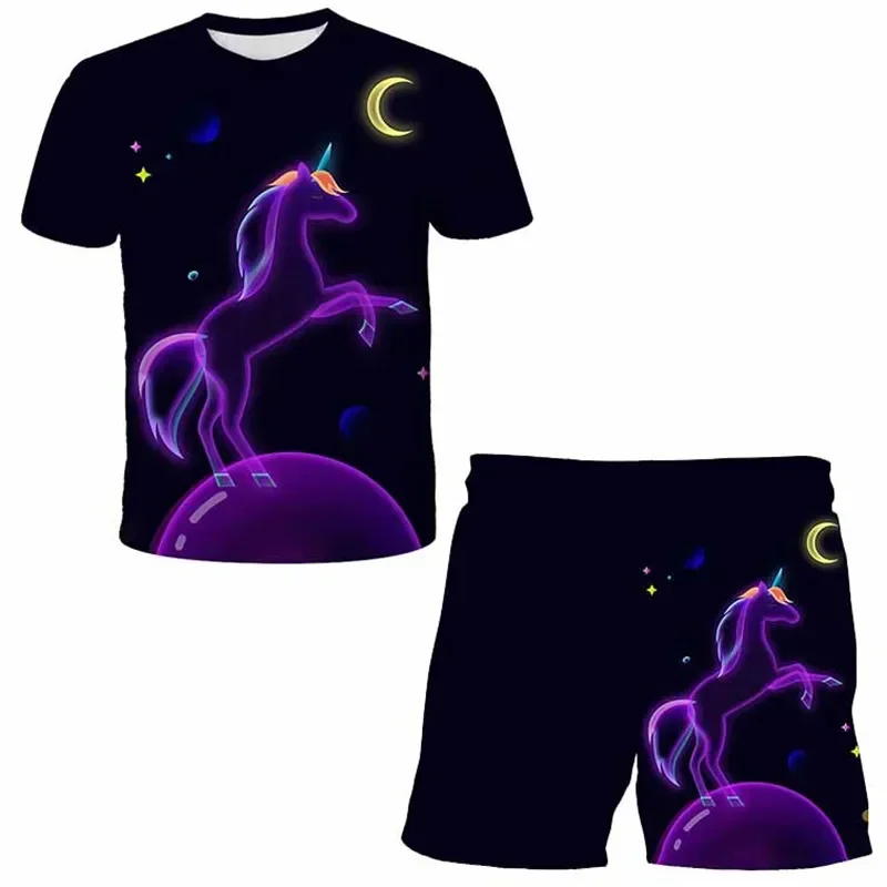 Summer Girls Unicorn Clothes Suit Children Fashion Boys Girls Cartoon T-shirt Shorts 2pcs Set Casual Clothing Kids Tracksuits
Summer Girls Unicorn Clothes Suit Children Fashion Boys Girls Cartoon T-shirt Shorts 2pcs Set Casual Clothing Kids Tracksuits