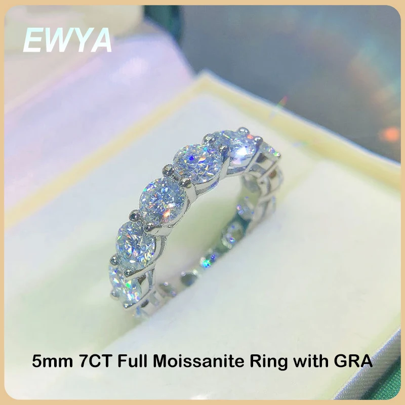 EWYA Luxury 7CT 5mm Full Eternity Moissanite Diamond Engagement Ring For Women S925 Silver Wedding Band Rings Fine Jewelry Gift
EWYA Luxury 7CT 5mm Full Eternity Moissanite Diamond Engagement Ring For Women S925 Silver Wedding Band Rings Fine Jewelry Gift