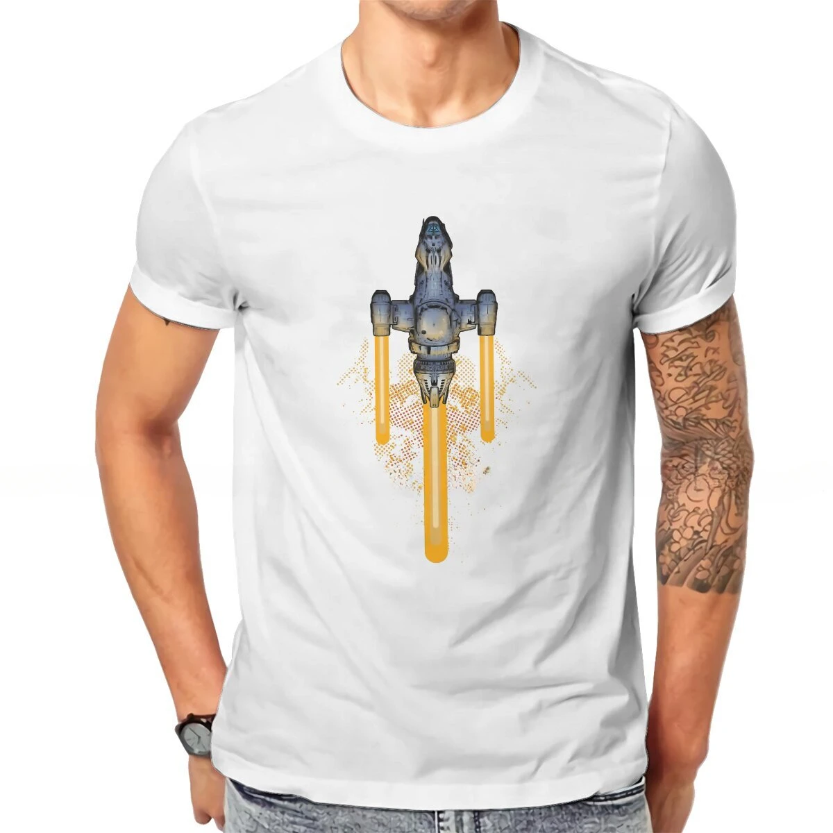 

Элегантная футболка с изображением светлячков, Мужская футболка из полиэстера с надписью Starr Terk TOS Space Trek, модная футболка нового дизайна