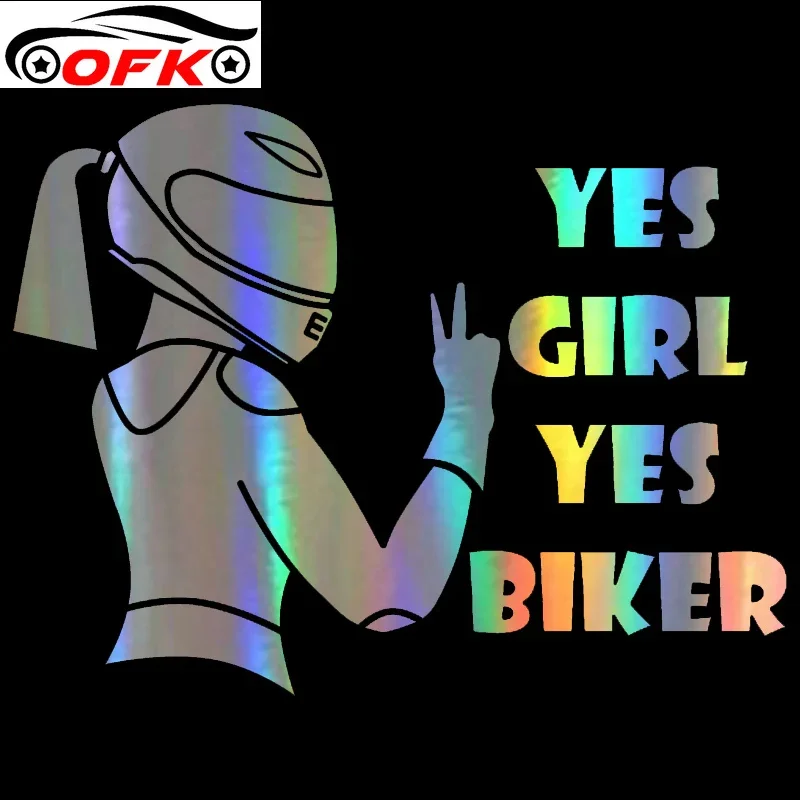 

Car Sticker 3D Yes Girl Biker Stickers and Decals Funny Motorcycle Styling JDM Vinyl on 19.7cm*15cm
