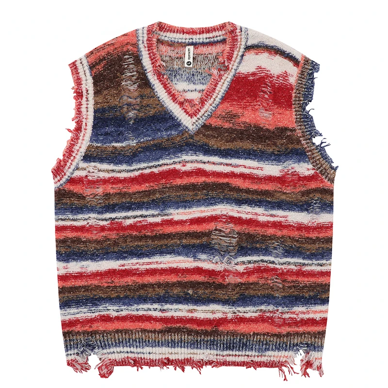 Autumn Men Sleeveless Knitted Jumper Sweaters Hip Hop Ripped Striped Knitwear Vests Streetwear Harajuku Fashion Casual Pullovers
Autumn Men Sleeveless Knitted Jumper Sweaters Hip Hop Ripped Striped Knitwear Vests Streetwear Harajuku Fashion Casual Pullovers