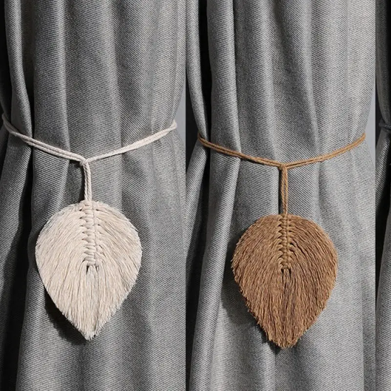 🍃 Handwoven Leaf Macrame Curtain Tiebacks - Boho Cotton & Linen Tassel Holdbacks for Natural Window Styling 4 S05203066aa854e4a9321738a51335da5i