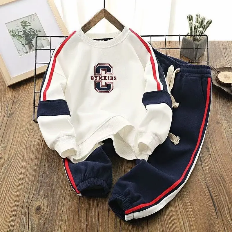 

New Spring Autumn Tracksuit Suit Child Baby Boy Korean Clothing Set Letter Coats + Pants 2Pcs for Kids Children Sets 4-14T