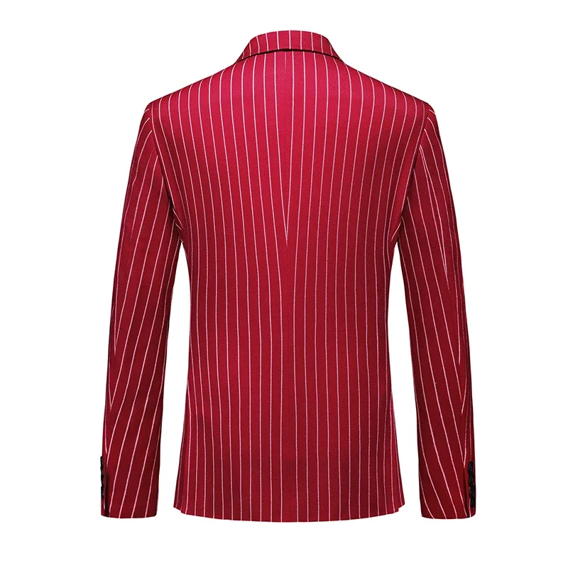 Fashion Men Double Breasted Striped Suit 2 Piece Black / Wine Red Homme Business Social Wedding Party Blazers and Trousers 220 S0522d0092d664145ad718d4c73b89057w