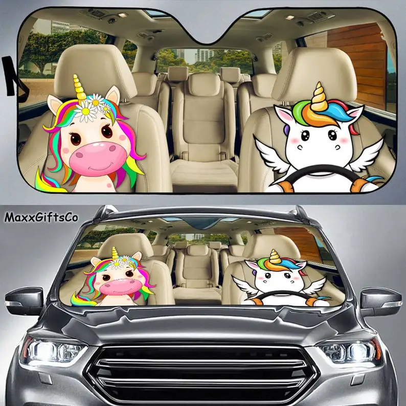 

Unicorn Car Sun Shade, Unicorn Windshield, Unicorn Family Sunshade, Car Accessories, Car Decoration, Gift For Dad, Mom