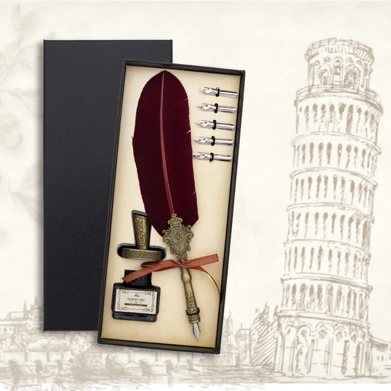 European Vintage Antique Feather Dip Pen Metal Nibbed Ink Writing Quill Feather Pen Retro Engraved Fountain Pen Gift Set
European Vintage Antique Feather Dip Pen Metal Nibbed Ink Writing Quill Feather Pen Retro Engraved Fountain Pen Gift Set